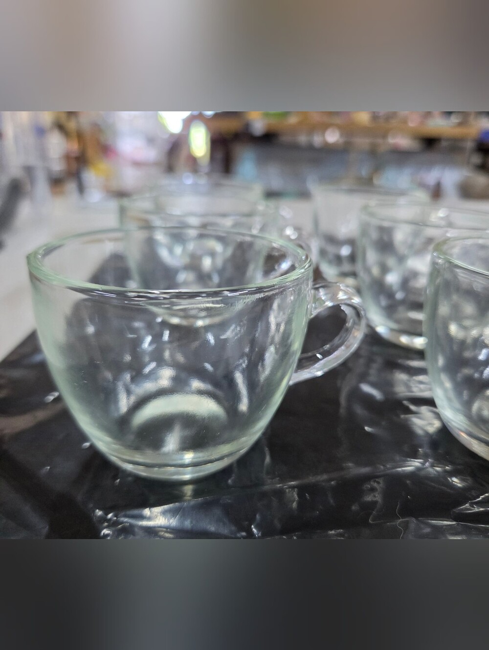 Vintage Clear Glass Punch Cups Coffee Mugs Set of 6